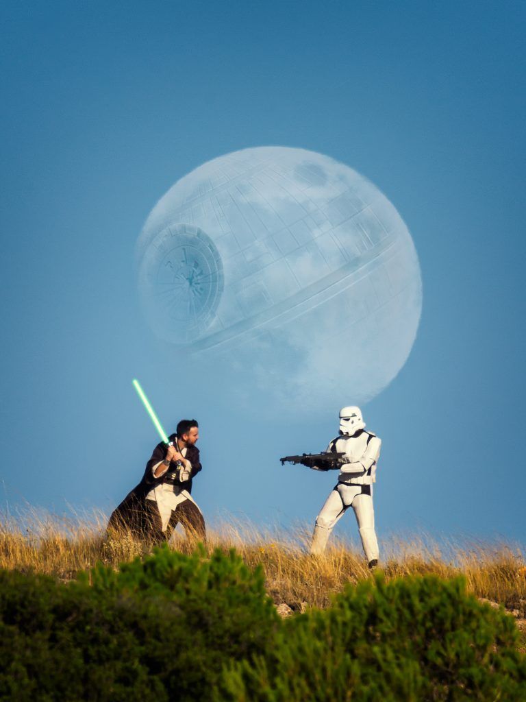 Fotografia planificación Luna Star Wars edición de foto